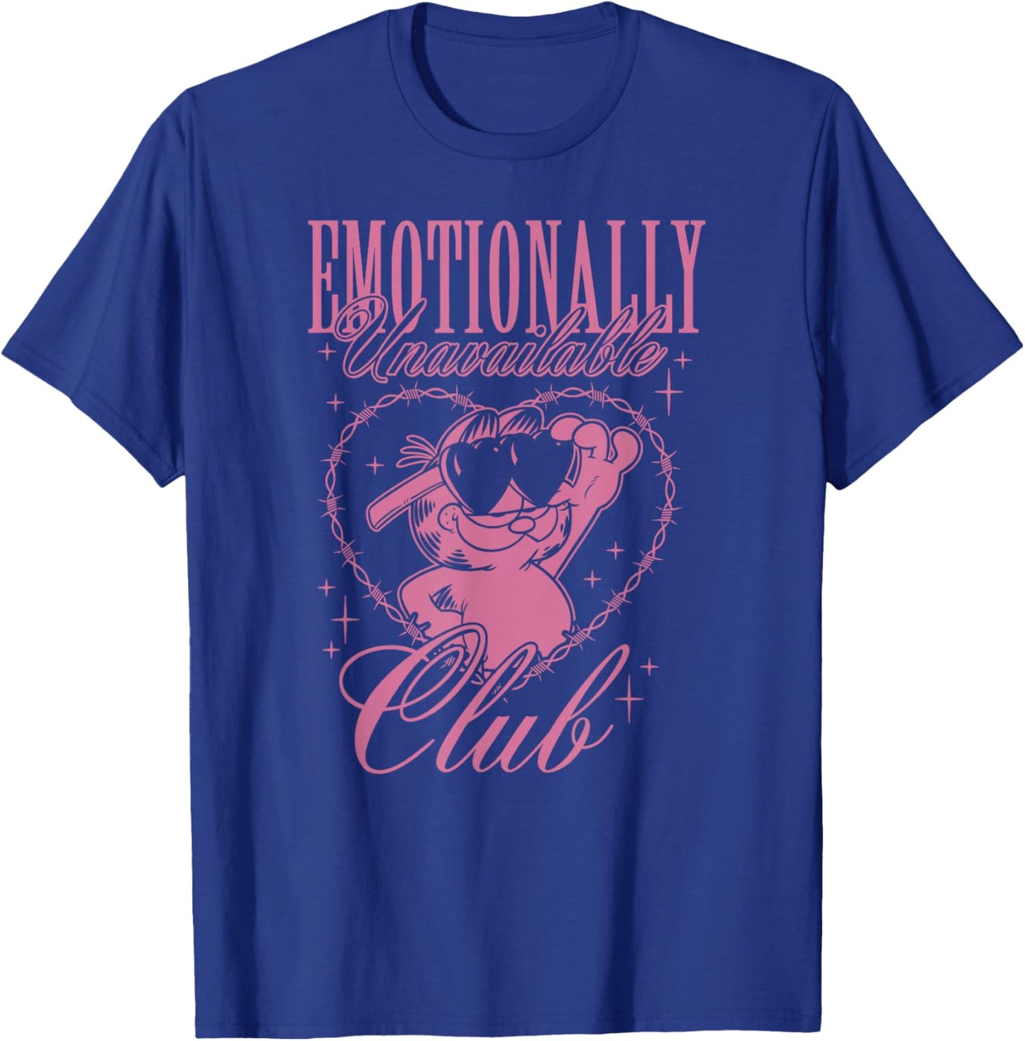 Garfield Emotionally Unavailable Heart Shaped Barbed Wire T-Shirt - T-Shirt | Royal