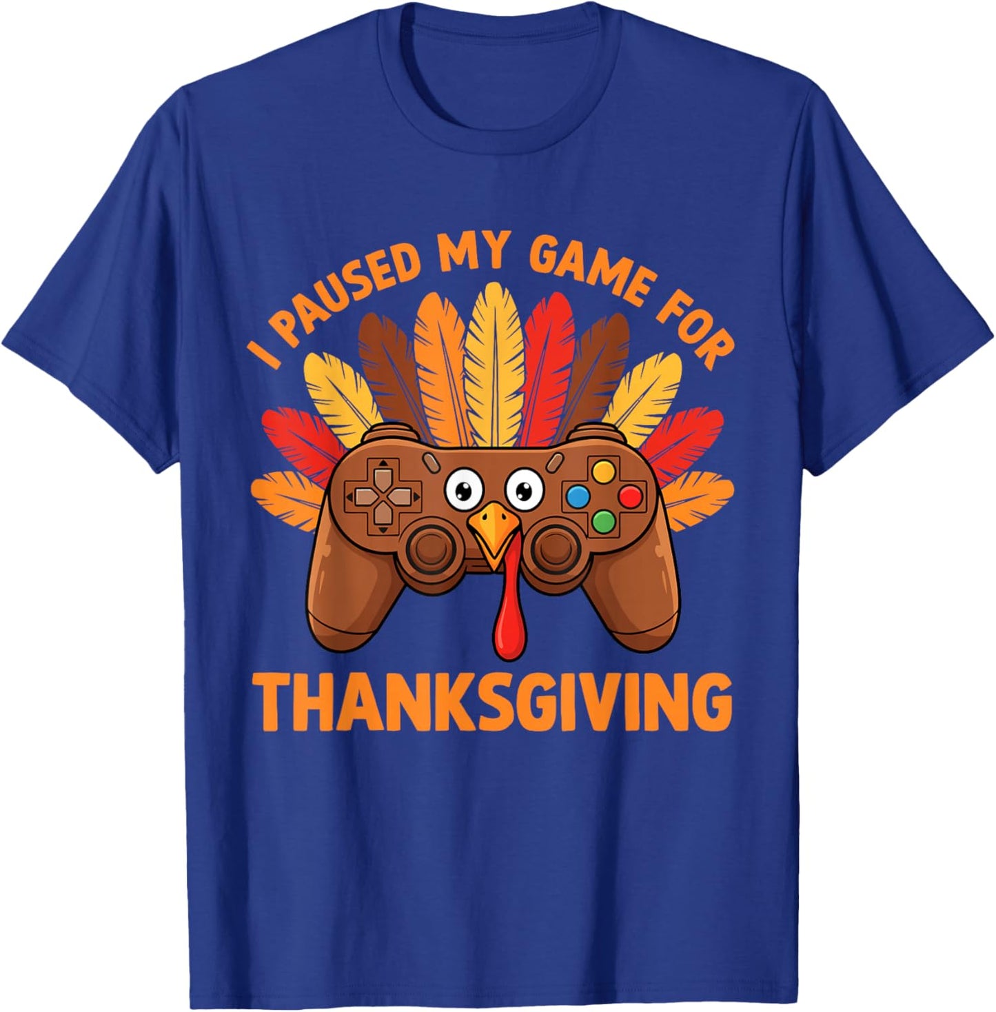Happy Thanksgiving Gaming Funny Gamer Turkey Game Boys Teens T-Shirt - T-Shirt | Royal