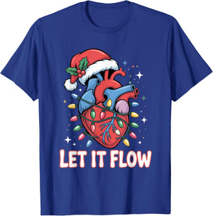 Let It Flow Funny Heart Christmas Lights Design T-Shirt - T-Shirt | Royal
