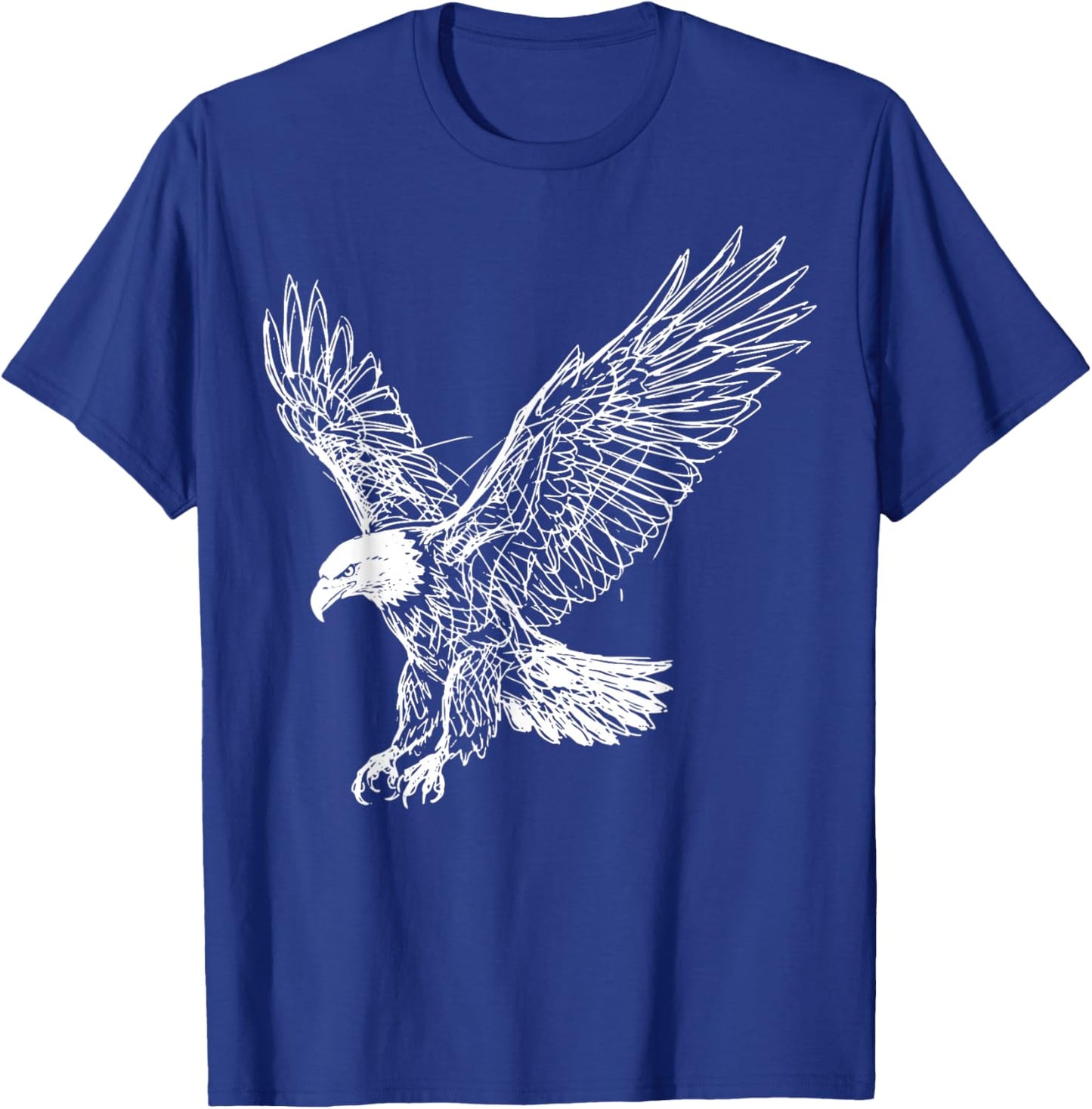 Eagle Line Art America Freedom T-Shirt - T-Shirt | Royal