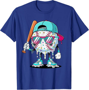 Baseball Drip Shirt Ice Cream Drip Baseball Stuff Clothing T-Shirt - T-Shirt | Royal