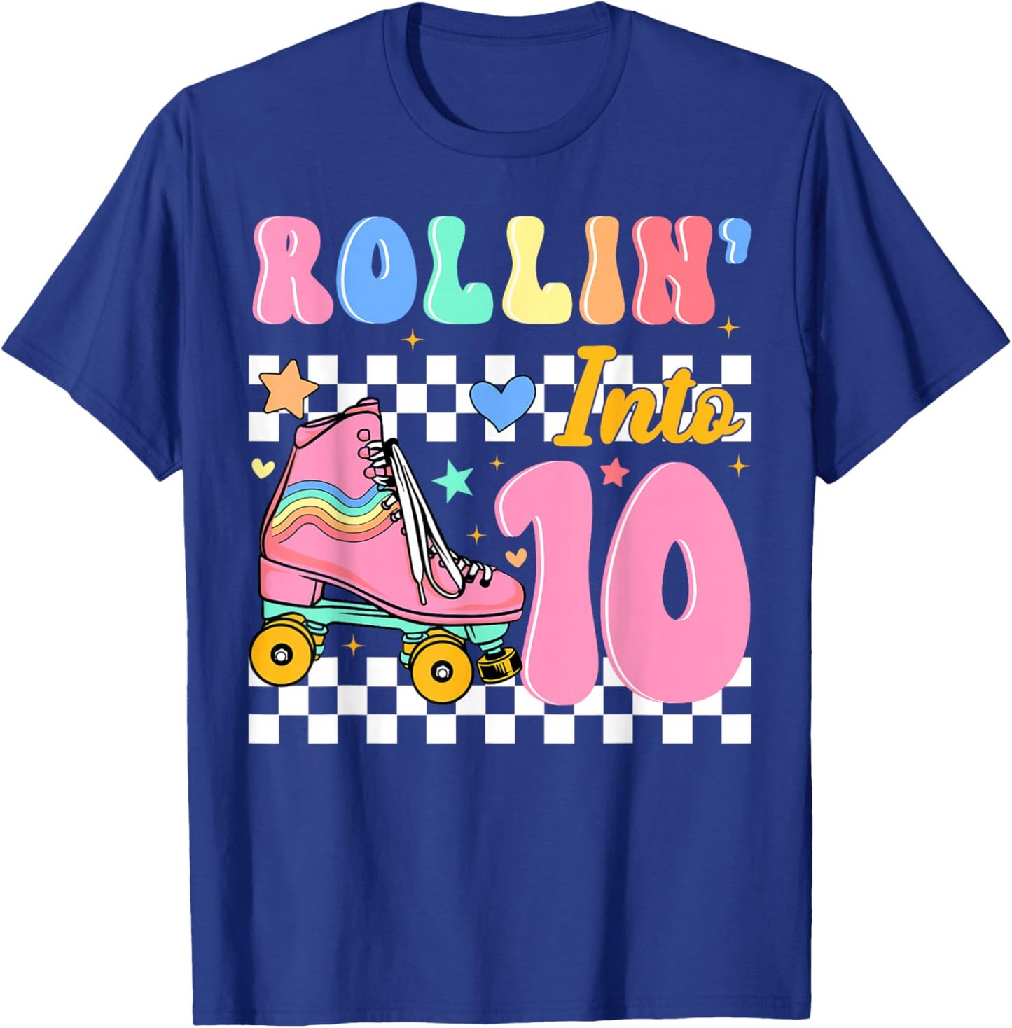 Rollin' Into 10 Years Old Roller Skating Girl 10th Birthday T-Shirt - T-Shirt | Royal