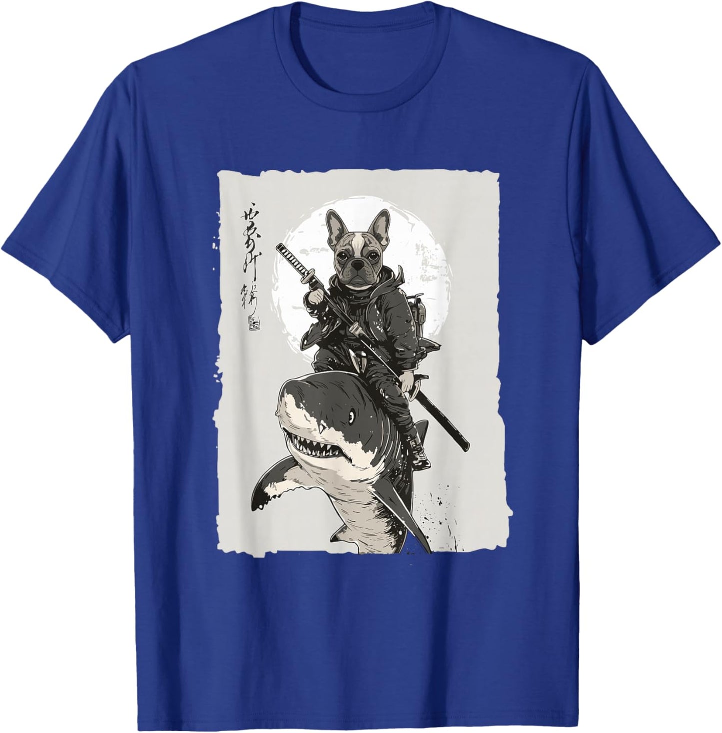 Samurai French Bulldog Dog Lover Vintage Graphic T-Shirt - T-Shirt | Royal