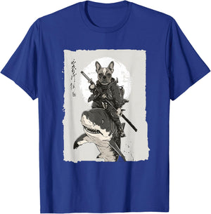 Samurai French Bulldog Dog Lover Vintage Graphic T-Shirt - T-Shirt | Royal