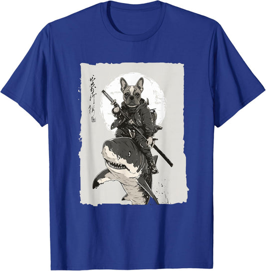 Samurai French Bulldog Dog Lover Vintage Graphic T-Shirt - T-Shirt | Royal