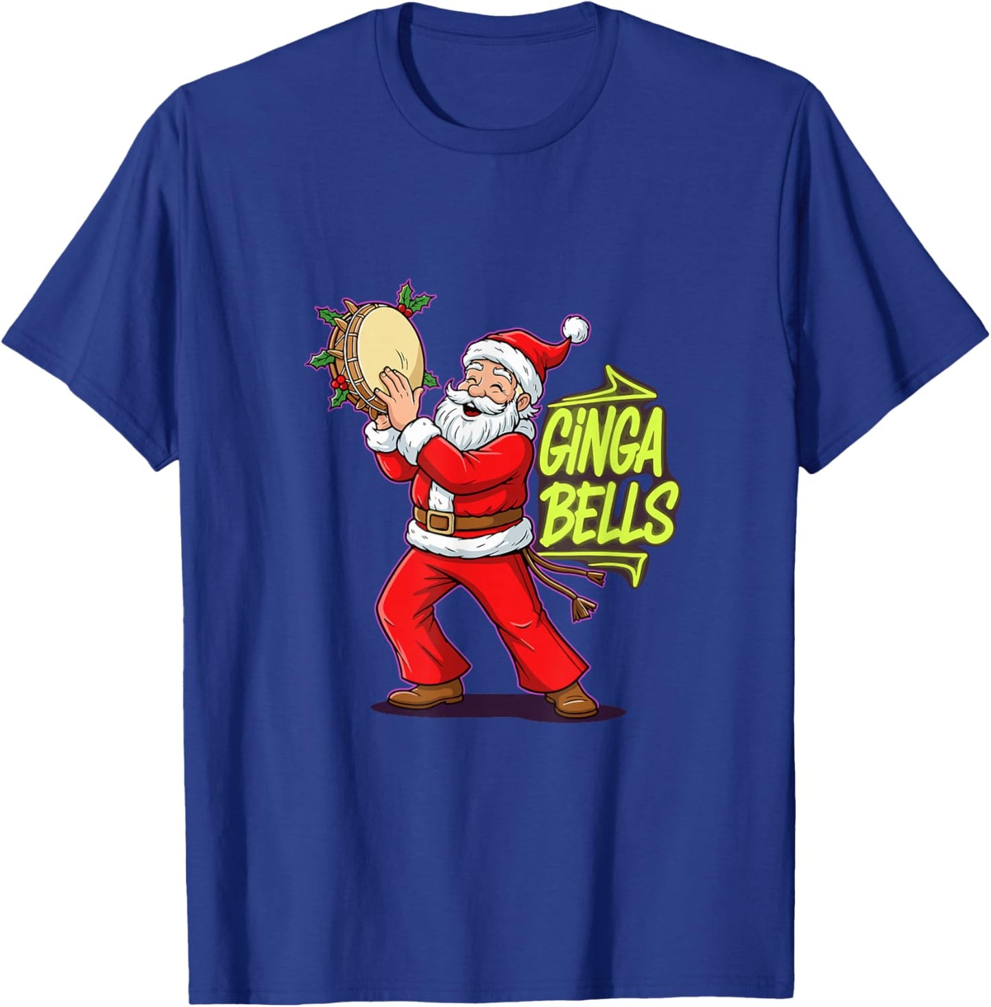 Ginga Bells Santa Brazilian Party Holiday Christmas Capoeira T-Shirt - T-Shirt | Royal