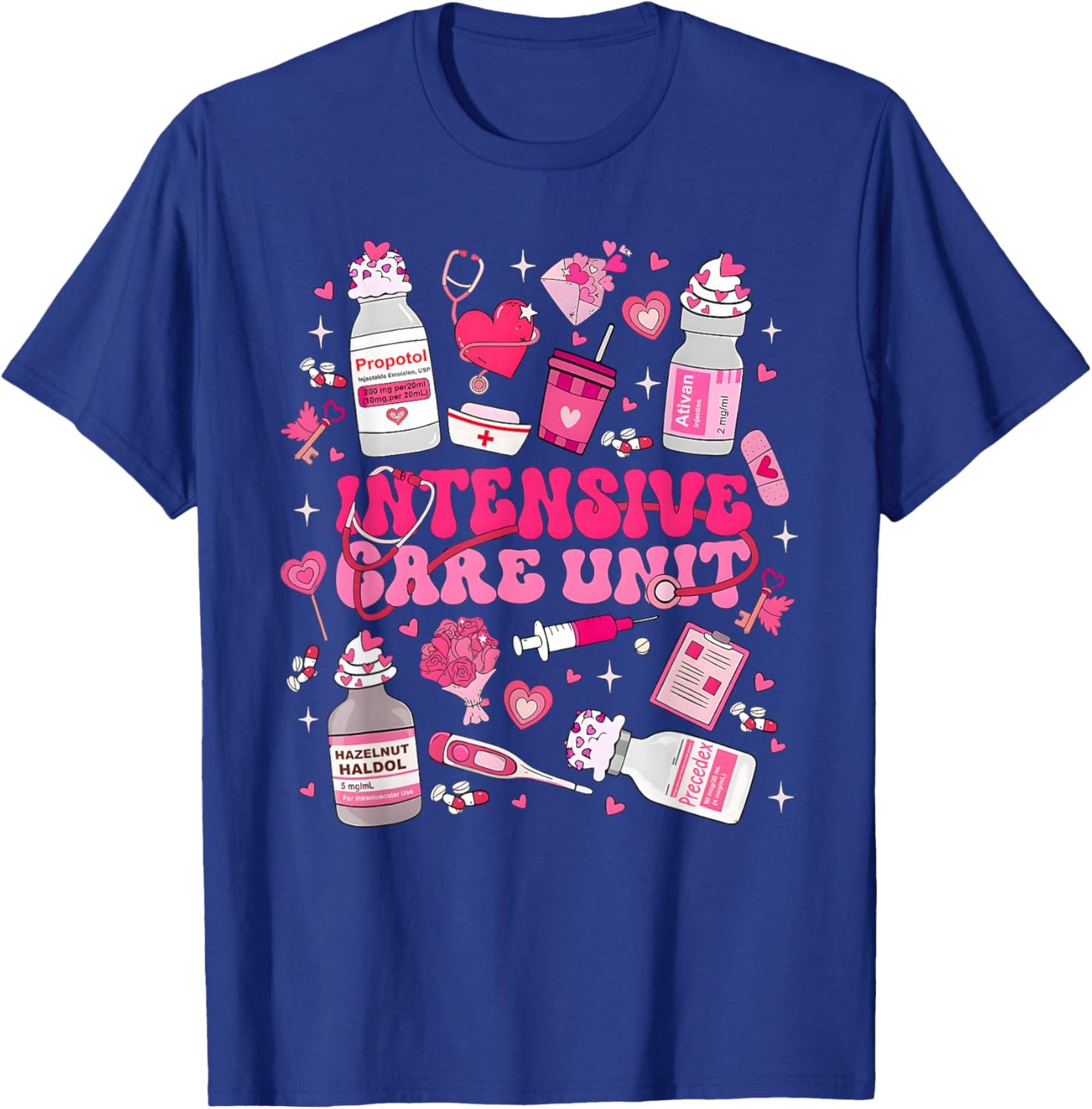ICU Nurse Valentine Intensive Care Unit Micu Cvicu Sicu Ccu T-Shirt - T-Shirt | Royal