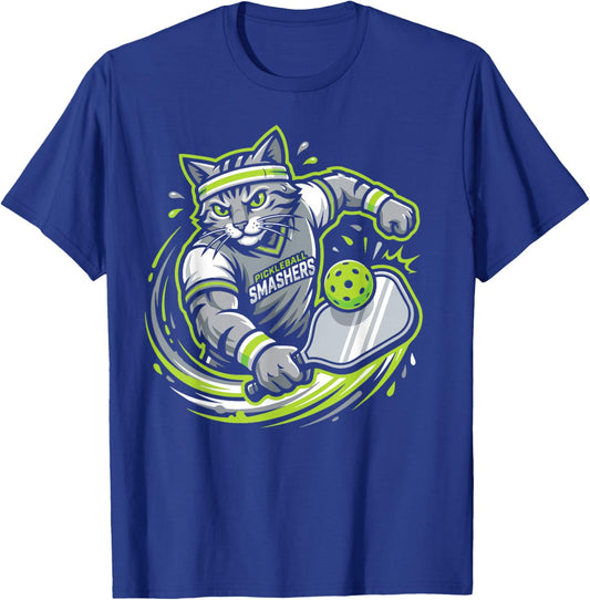 Funny Pickleball Cat Player Paddle Sports Team T-Shirt - T-Shirt | Royal