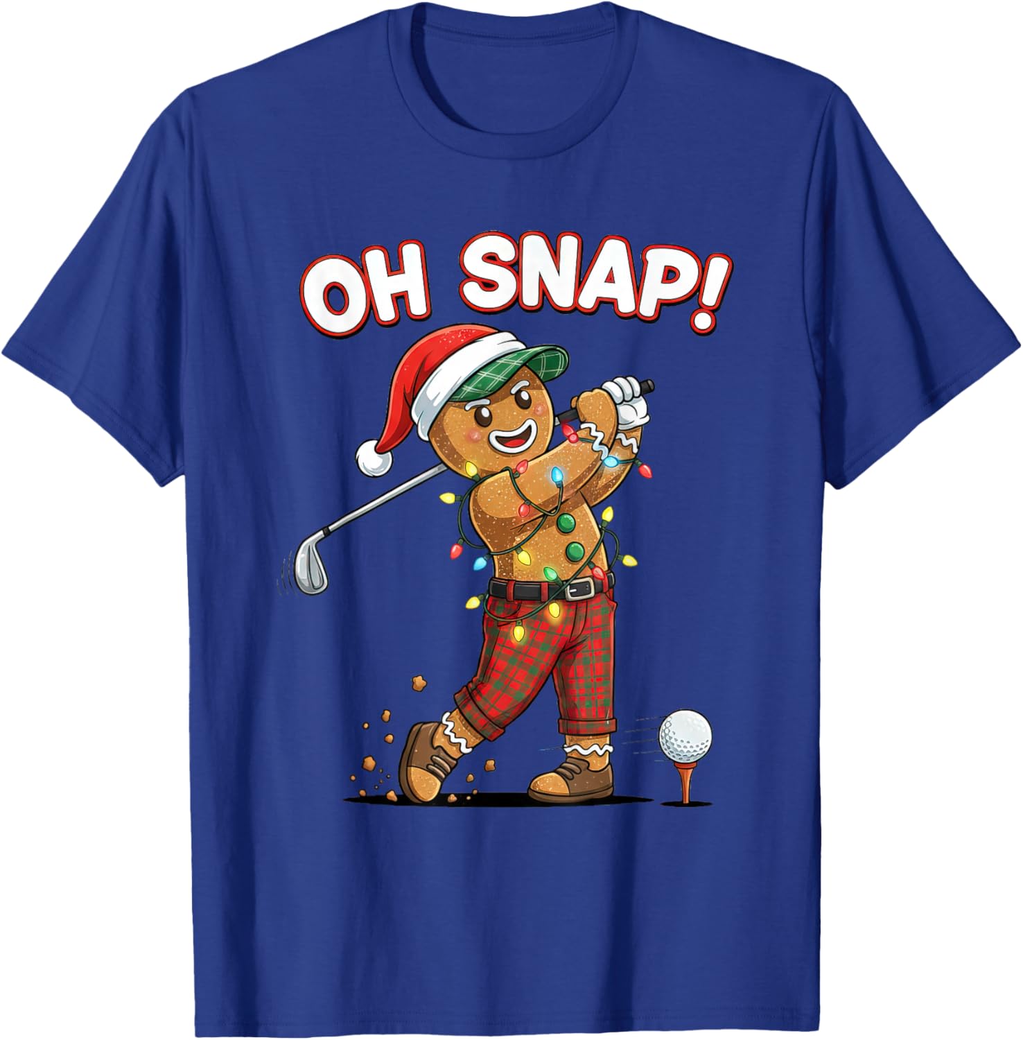 Funny Gingerbread Man Golfer Oh Snap Christmas Holiday Golf T-Shirt - T-Shirt | Royal