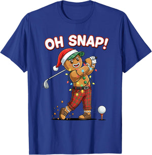 Funny Gingerbread Man Golfer Oh Snap Christmas Holiday Golf T-Shirt - T-Shirt | Royal