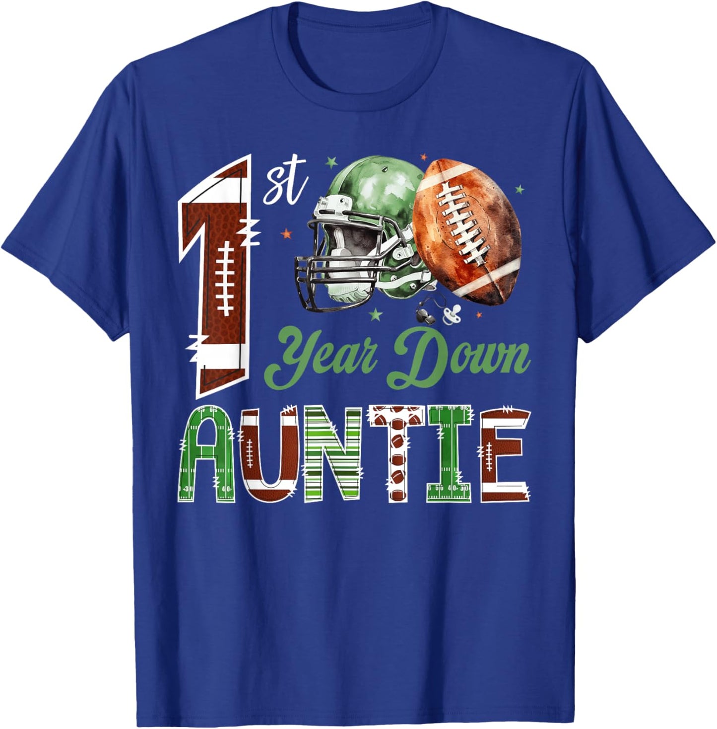 Auntie of The 1 Year Old Football 1st Birthday Boy Party T-Shirt - T-Shirt | Royal