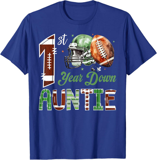 Auntie of The 1 Year Old Football 1st Birthday Boy Party T-Shirt - T-Shirt | Royal
