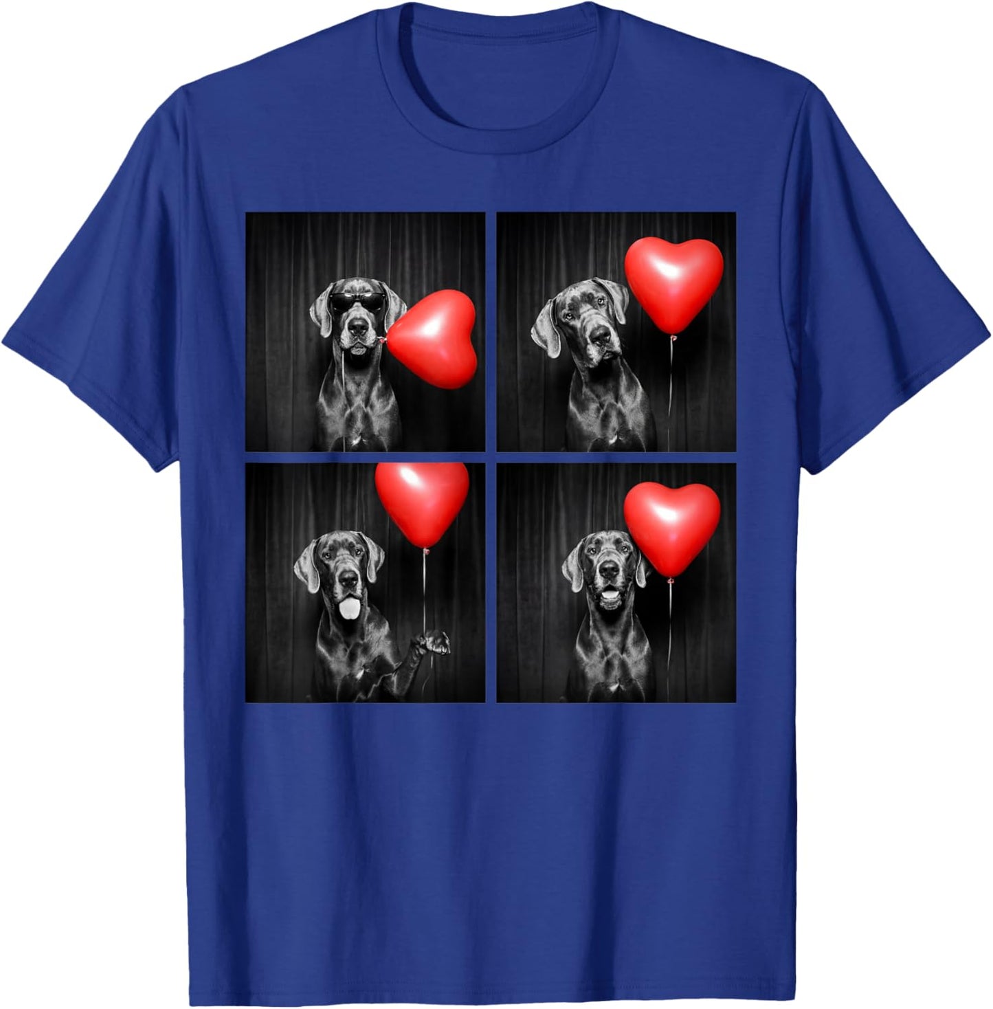 Funny Great Dane Photobooth Dog Lover Design Valentines T-Shirt - T-Shirt | Royal