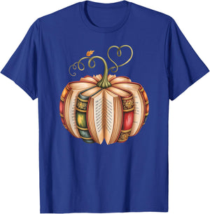 Fall Book Pumpkin Fall Librarians Bookworm Teachers Students T-Shirt - T-Shirt | Royal