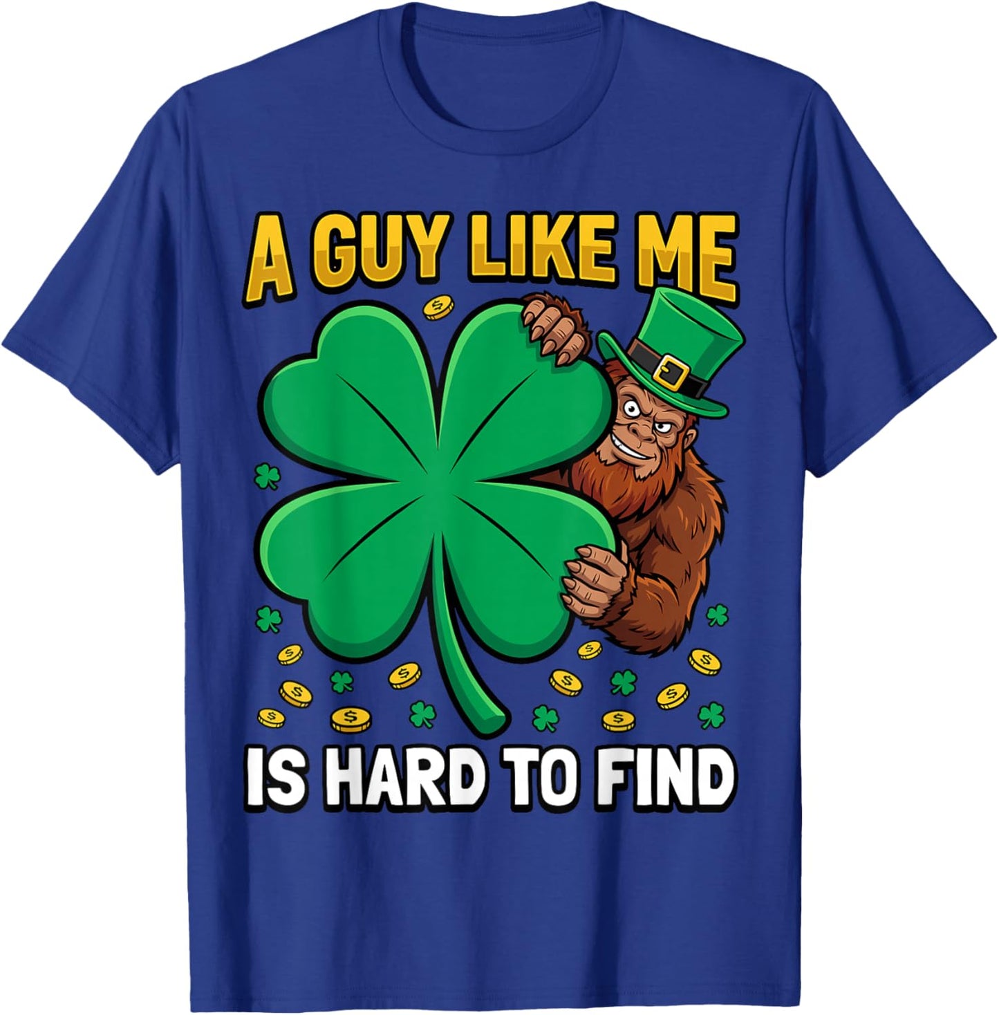 Funny Bigfoot Sasquatch Shamrock Lucky St Patricks Day T-Shirt - T-Shirt | Royal
