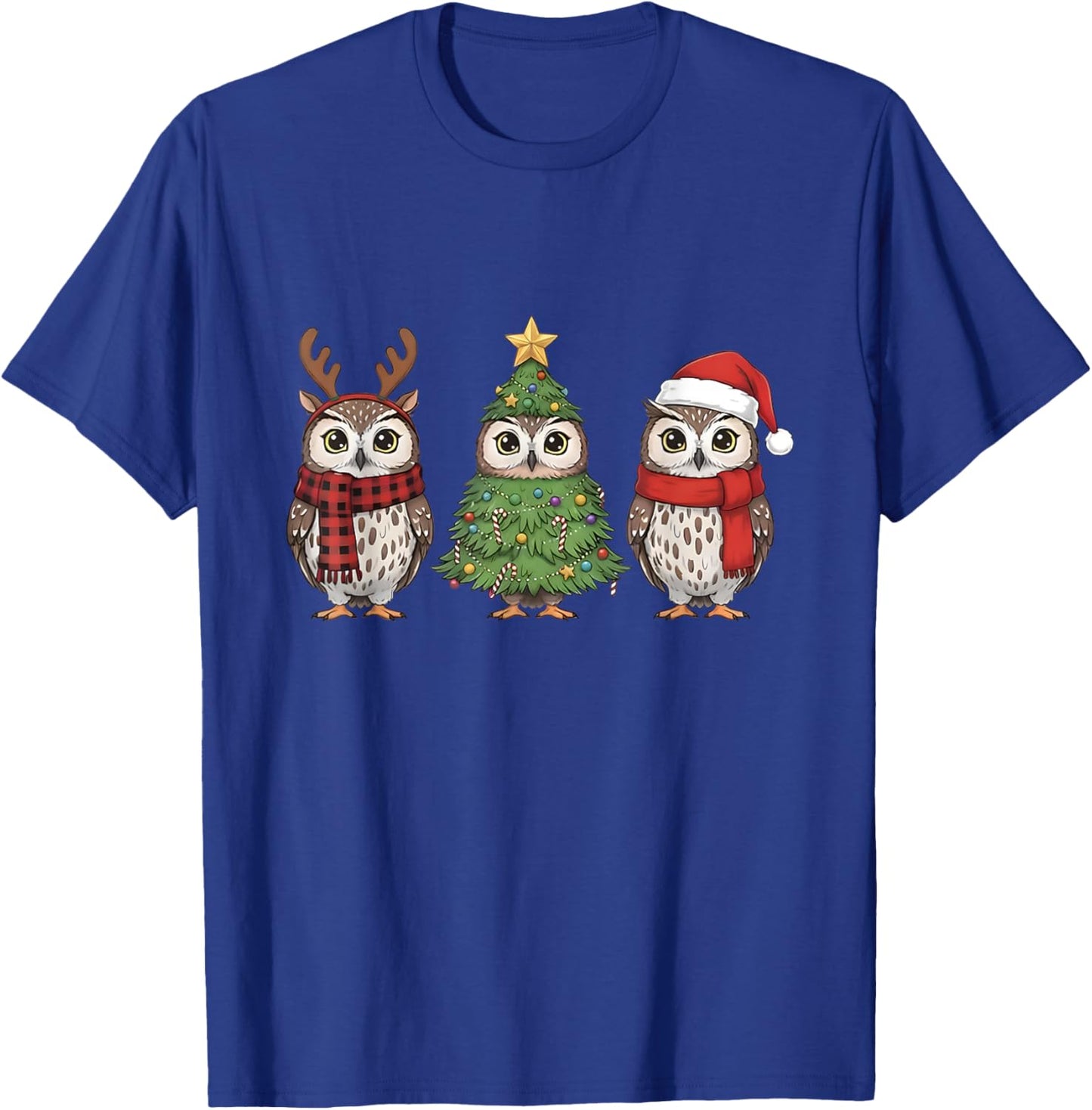 Santa Owl Christmas Tree Owl Lover Animal Xmas Pajama T-Shirt - T-Shirt | Royal