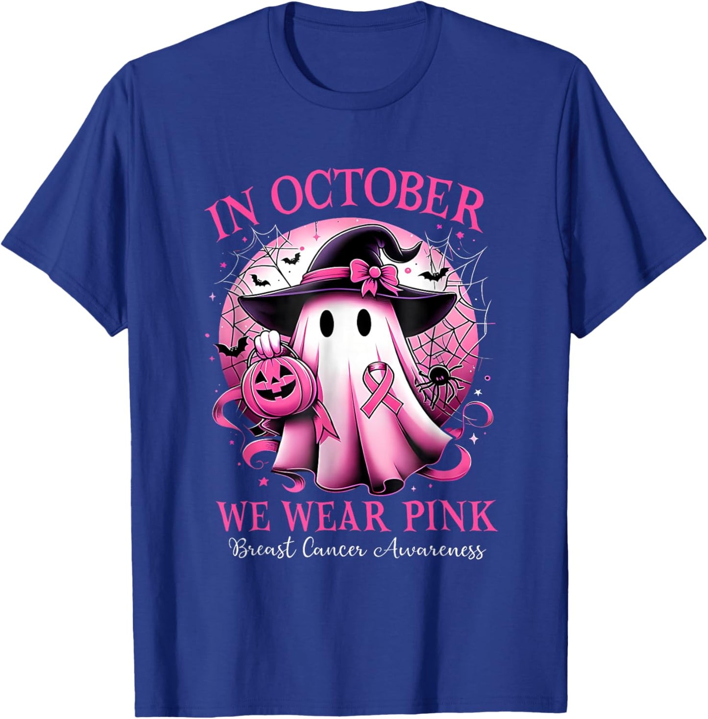 Breast Cancer Halloween Women in October We Wear Pink T-Shirt - T-Shirt | Royal