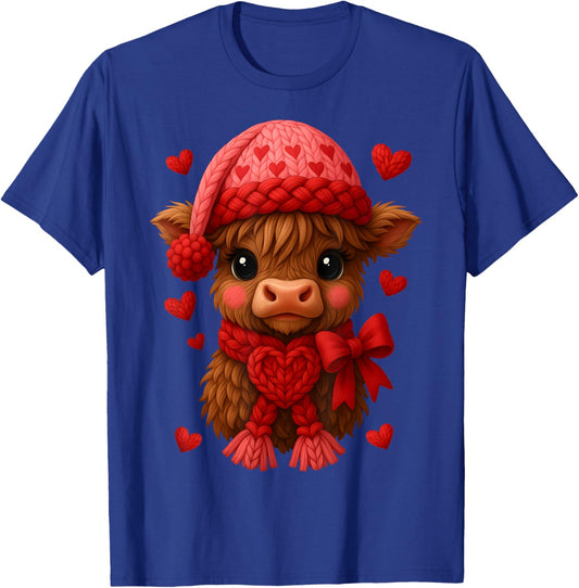Highland Cow Valentines Day Funny Hearts Valentine Cow Women T-Shirt - T-Shirt | Royal