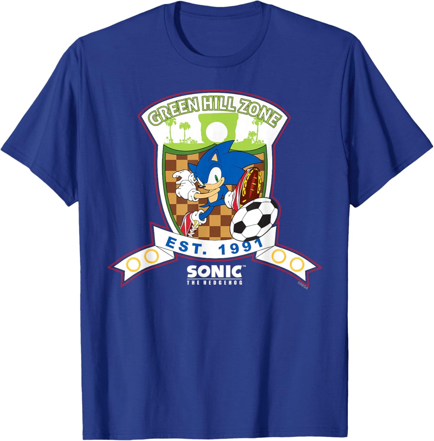 Sonic The Hedgehog - Green Hill Zone Soccer T-Shirt - T-Shirt | Royal