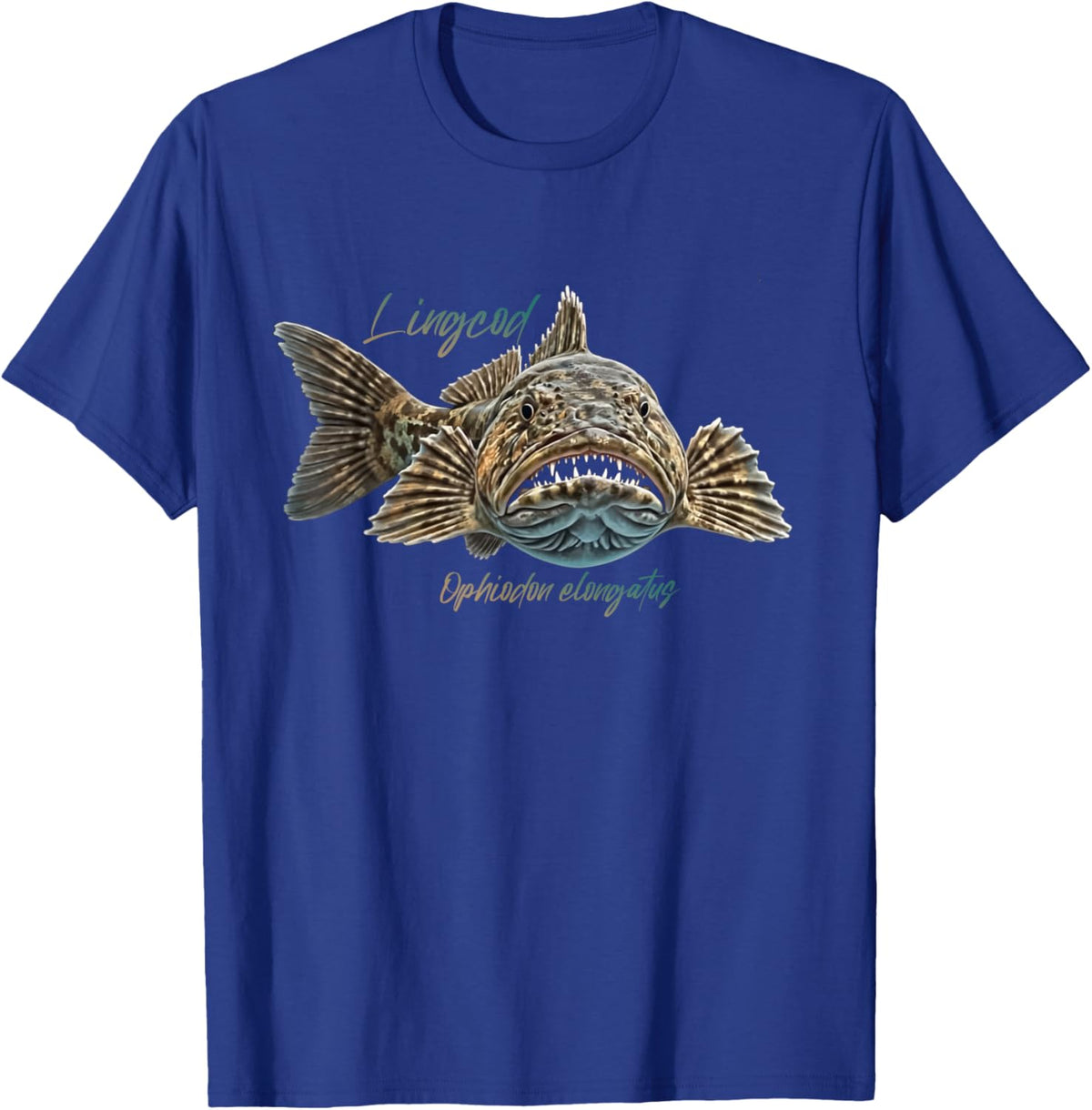 Lingcod Ophiodon elongatus Fish Species Fisherman Fishing T-Shirt - T-Shirt | Royal