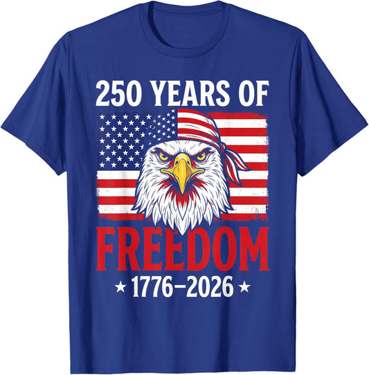 Vintage 250 Years American 1776 2026 250th USA Men Women T-Shirt - T-Shirt | Royal
