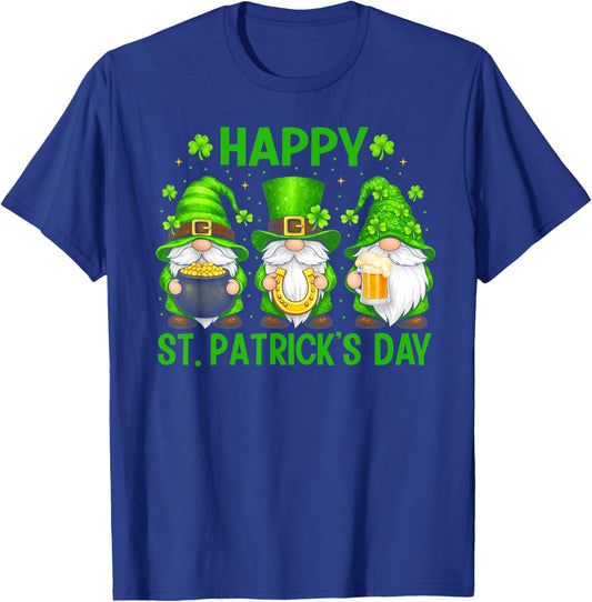 Happy St Patricks Day Gnomes Saint Paddys Men Women Kids T-Shirt - T-Shirt | Royal