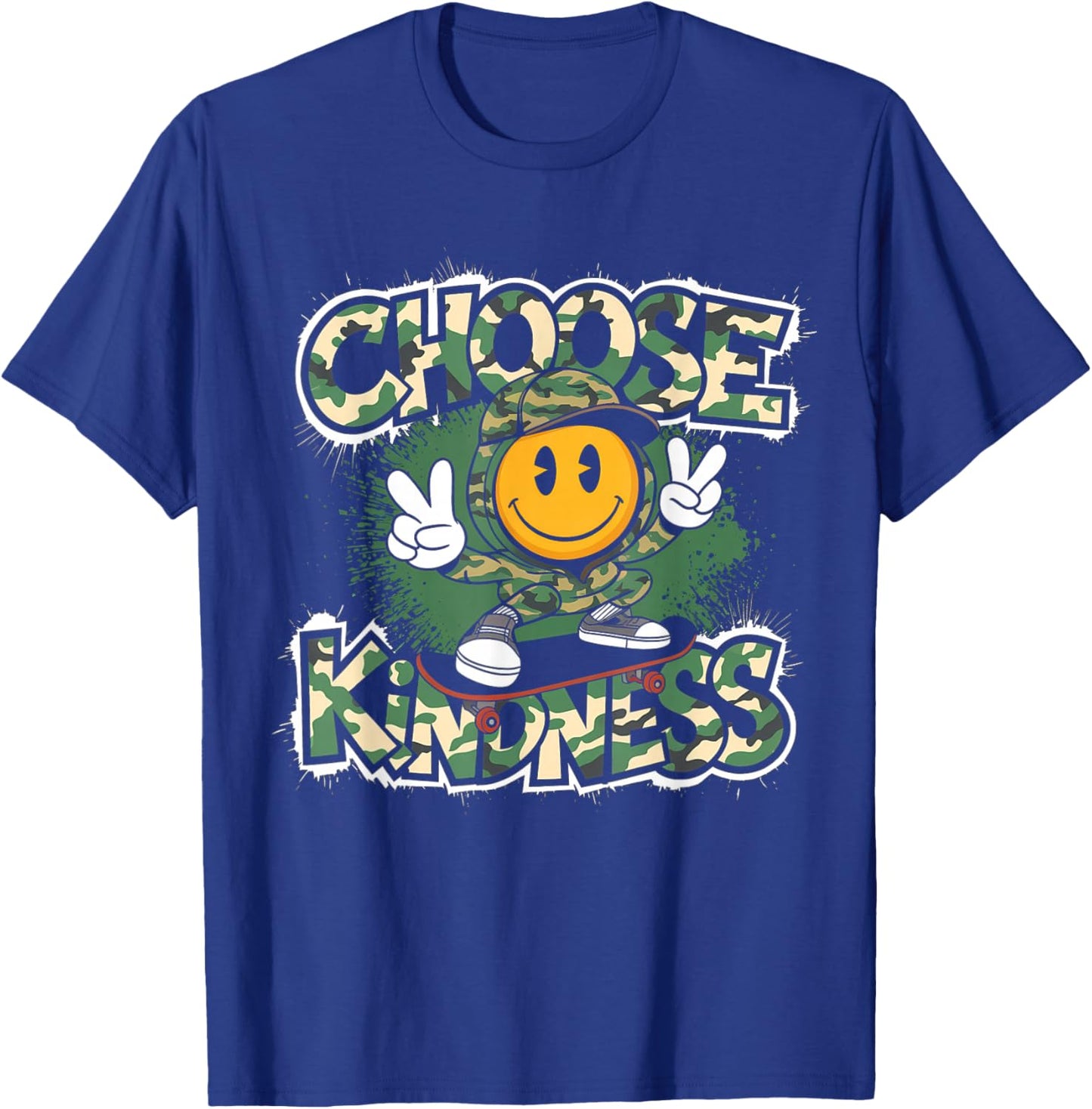 Choose Kindness Retro Camo Camouflage Kind Kids Boys T-Shirt - T-Shirt | Royal