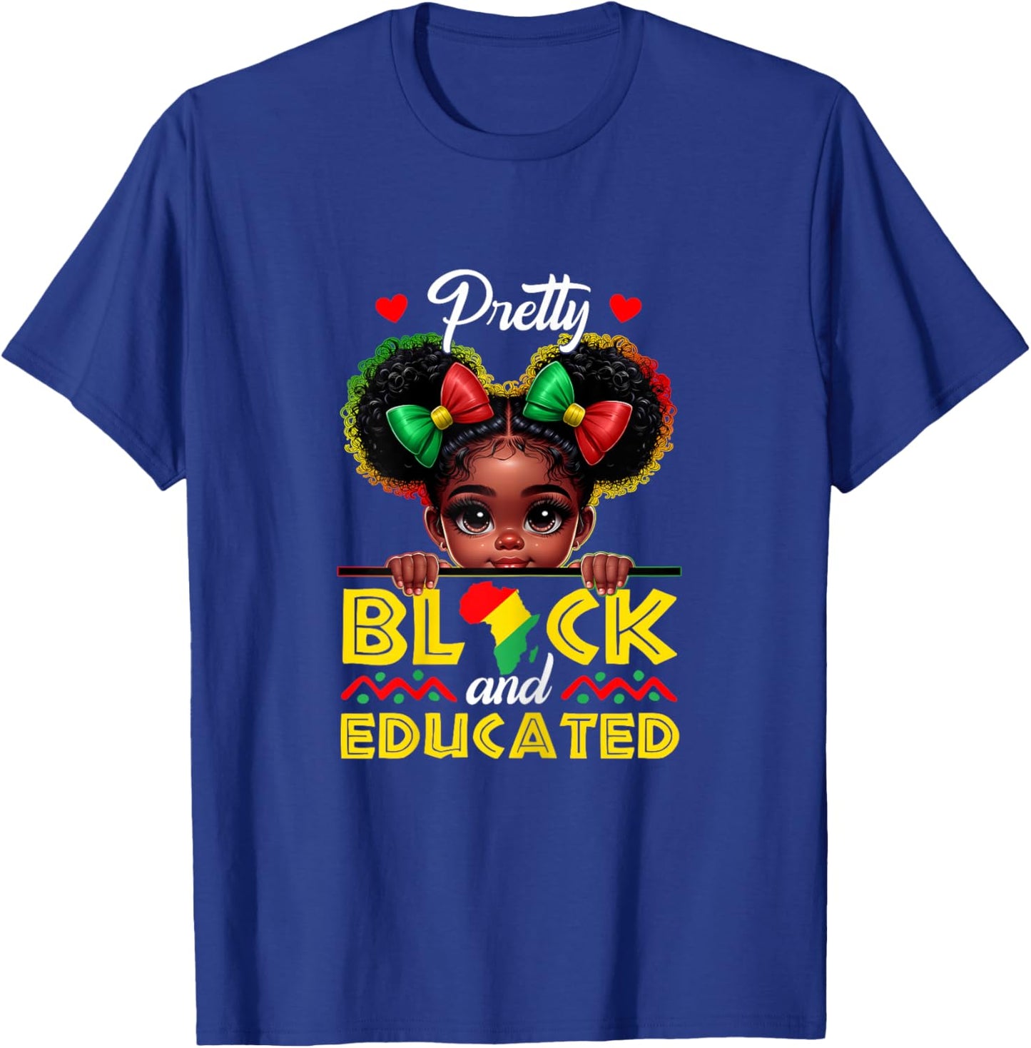 Black History Pretty Black Educated Afro Girl Kids Toddler T-Shirt - T-Shirt | Royal
