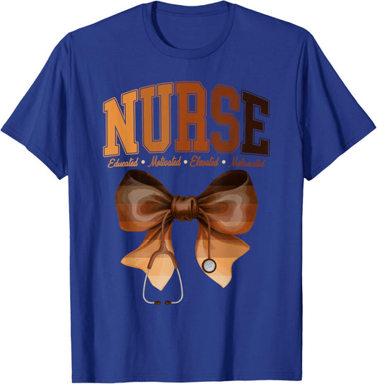 Black History Month Stethoscope Coquette Bow African Nurses T-Shirt - T-Shirt | Royal