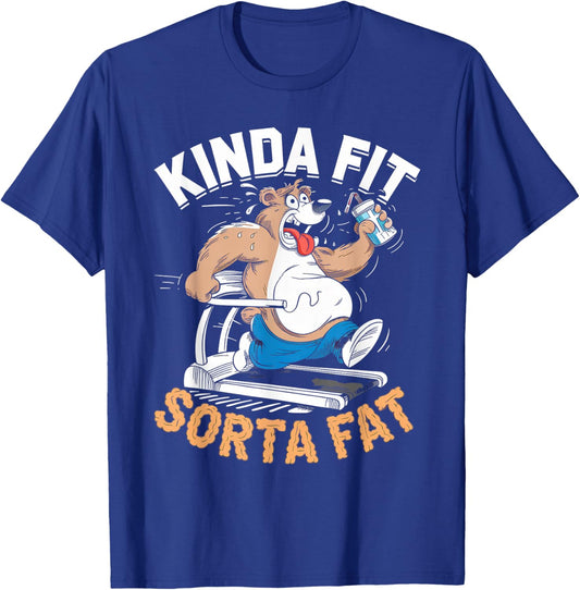 Kinda Fit Sorta Fat Funny Gym Body Cute Bear Retro T-Shirt - T-Shirt | Royal