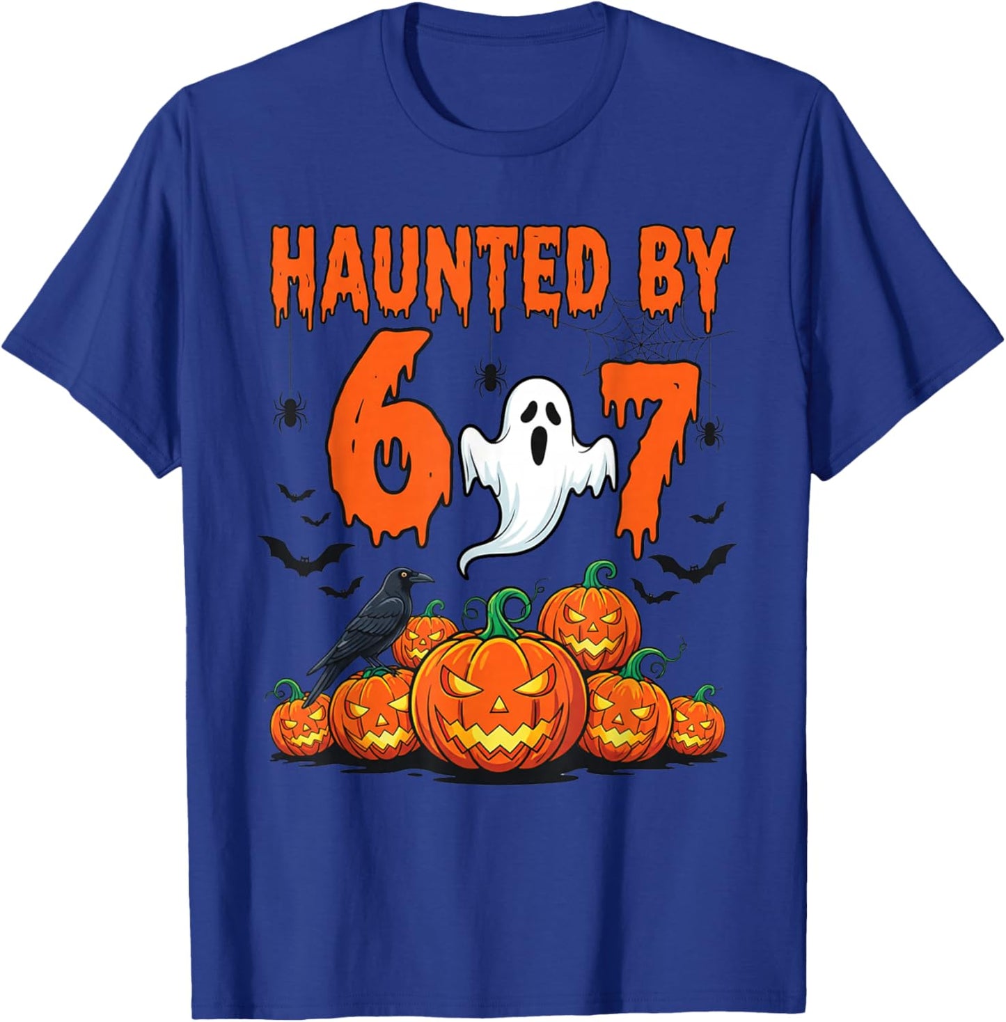 Haunted by 67 Meme Funny Ghost and Pumpkin Halloween Costume T-Shirt - T-Shirt | Royal
