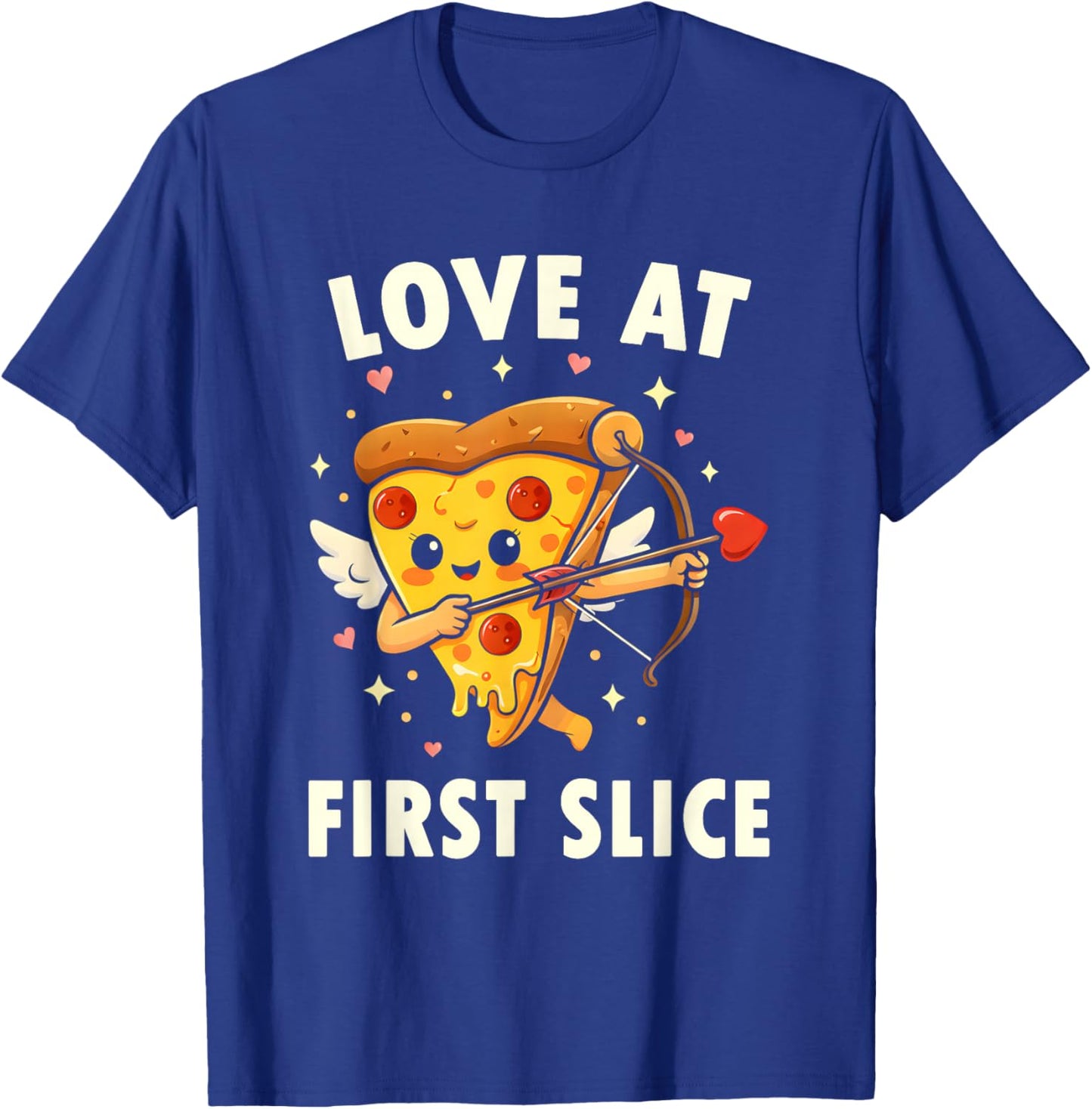 Love at First Slice Pizza Cupid Valentine Pun T-Shirt - T-Shirt | Royal