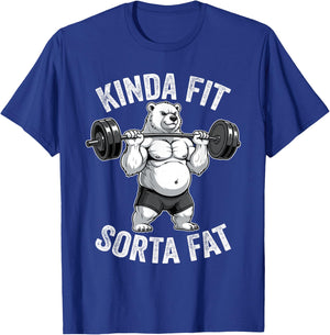 Kinda Fit Sorta Fat Polar Bear Gym Weightlifting Workout T-Shirt - T-Shirt | Royal