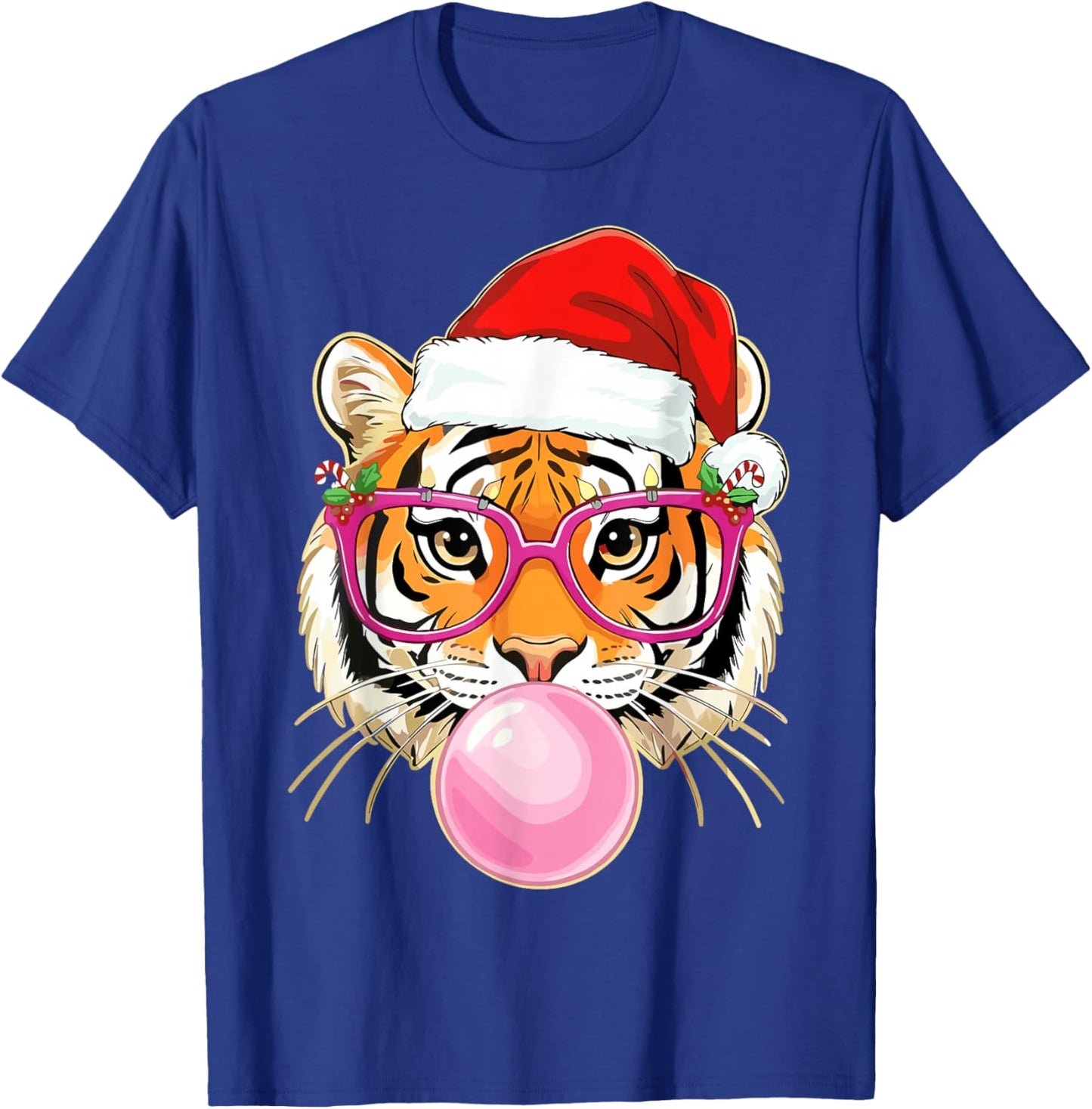 Tiger Christmas Bubble Gum Pink Sunglasses T-Shirt - T-Shirt | Royal