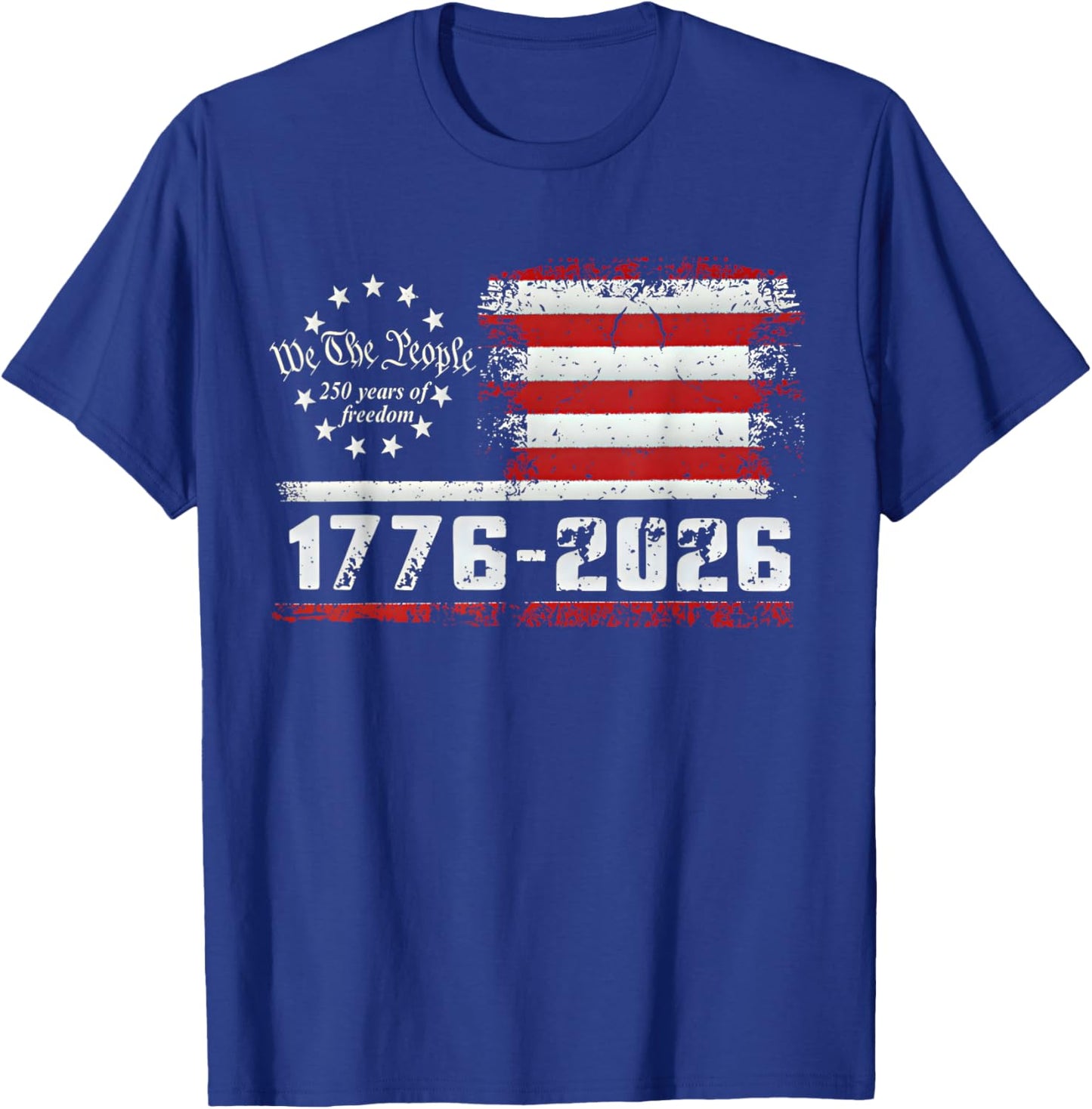 4th of July American Flag Vintage 250 Years 1776 2026 USA T-Shirt - T-Shirt | Royal