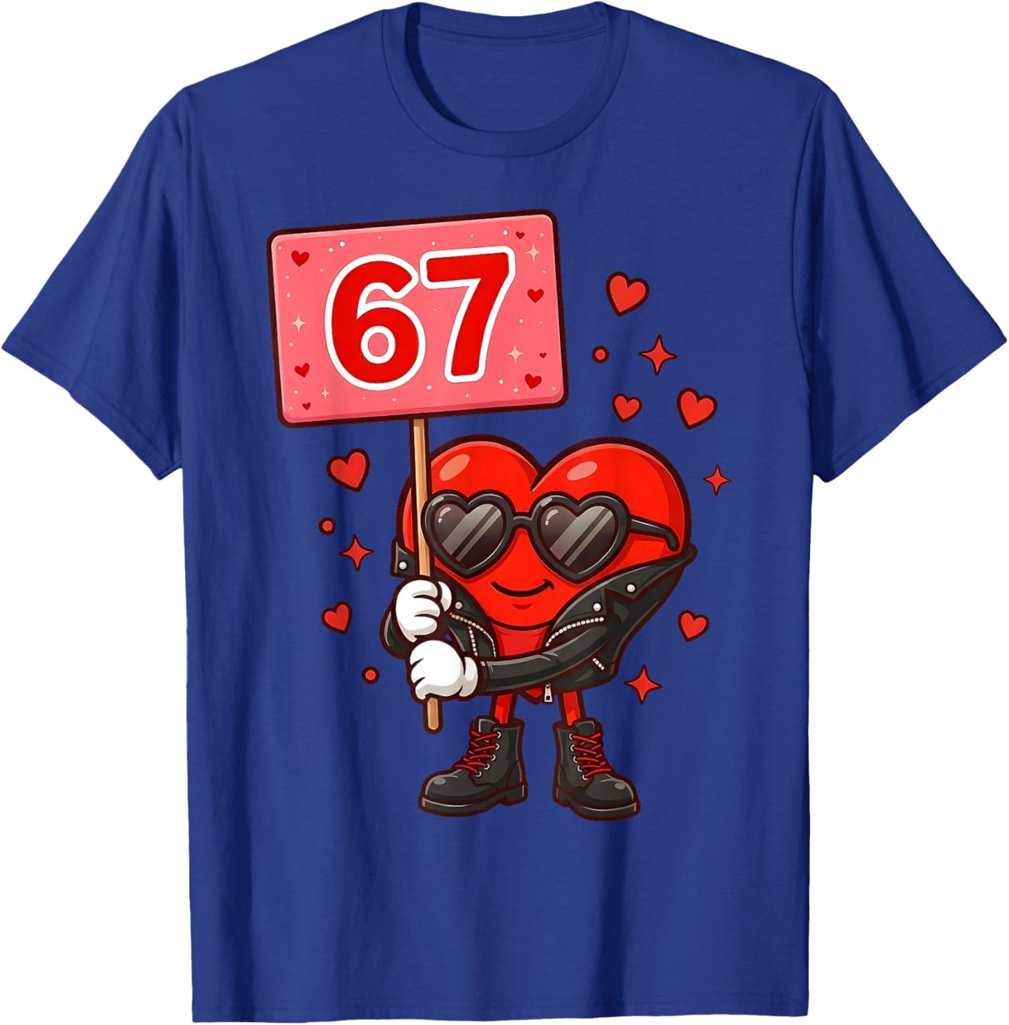67 Six Seven Valentine Preppy Pink Heart Boys Girls Kids T-Shirt - T-Shirt | Royal