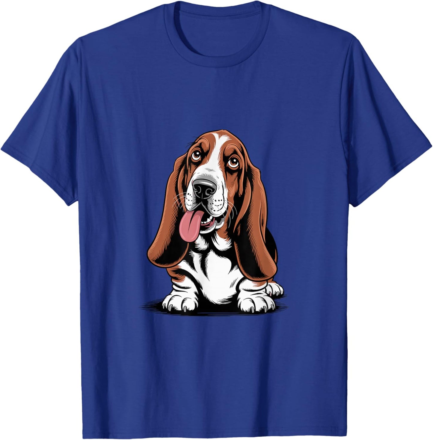 Cute Long Ear Drawing Graphic Style Cartoon Pet Basset Hound T-Shirt - T-Shirt | Royal