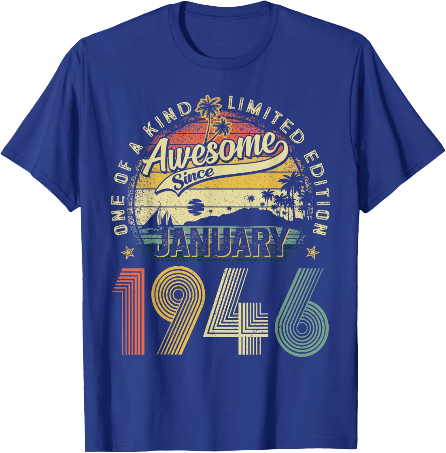 80 Year Old Vintage January 1946 80th Birthday Men Women Dad T-Shirt - T-Shirt | Royal