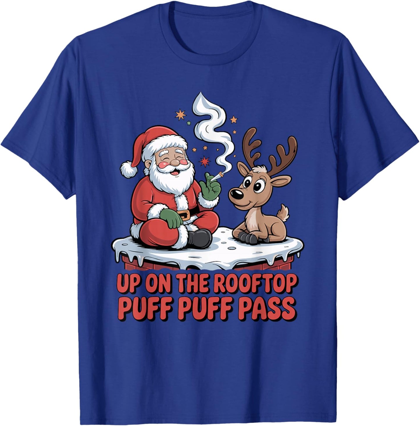 Santa Weed Funny 420 Stoner Christmas Cannabis Design T-Shirt - T-Shirt | Royal