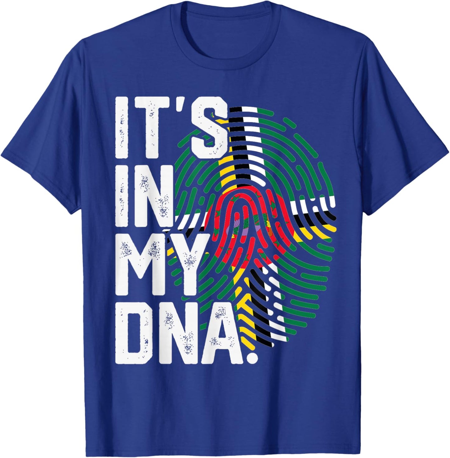 Dominica Roots Flag Fingerprint Graphic Patriotic T-Shirt - T-Shirt | Royal