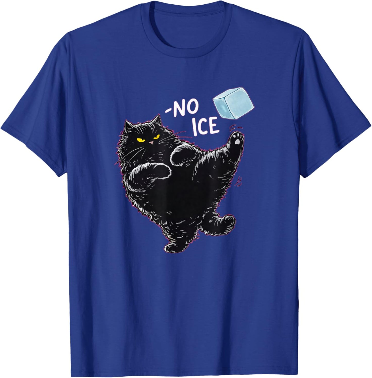 No Ice Please! Funny Anti-Ice Black Cat T-Shirt - T-Shirt | Royal