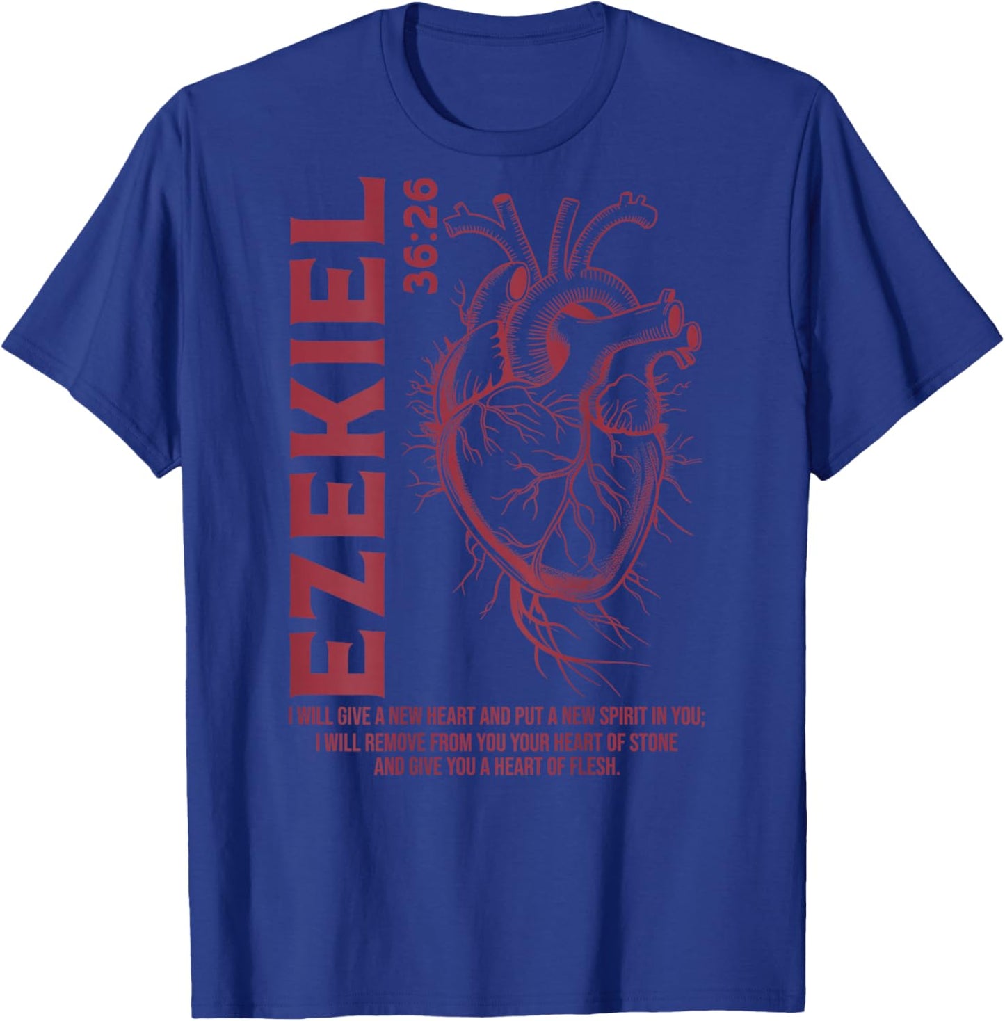 Vintage Ezekiel 36-26 Heart of Flesh Bible Verse Christian T-Shirt - T-Shirt | Royal