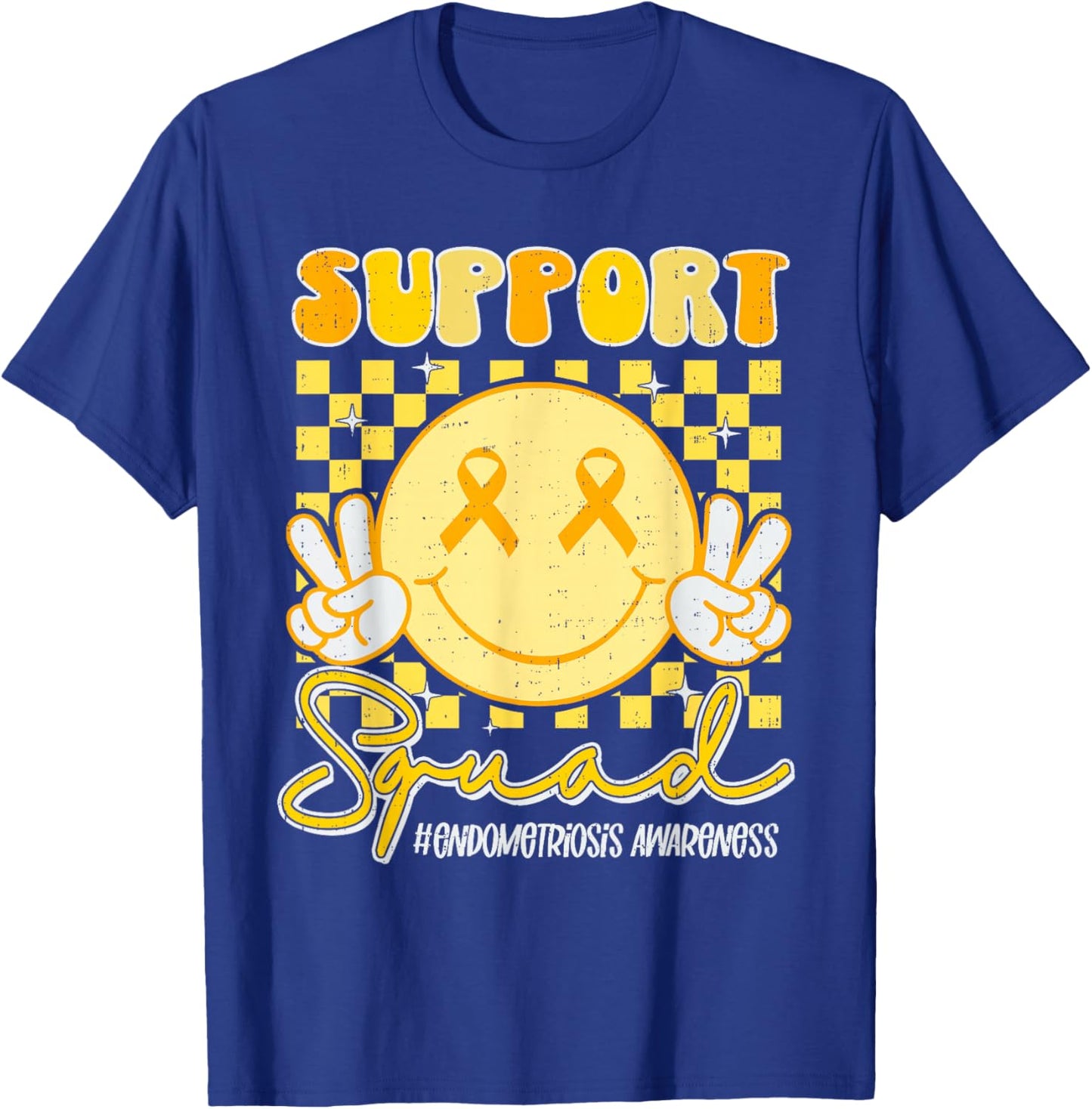 Endometriosis Awareness Heart Yellow Ribbon Endo Support T-Shirt - T-Shirt | Royal