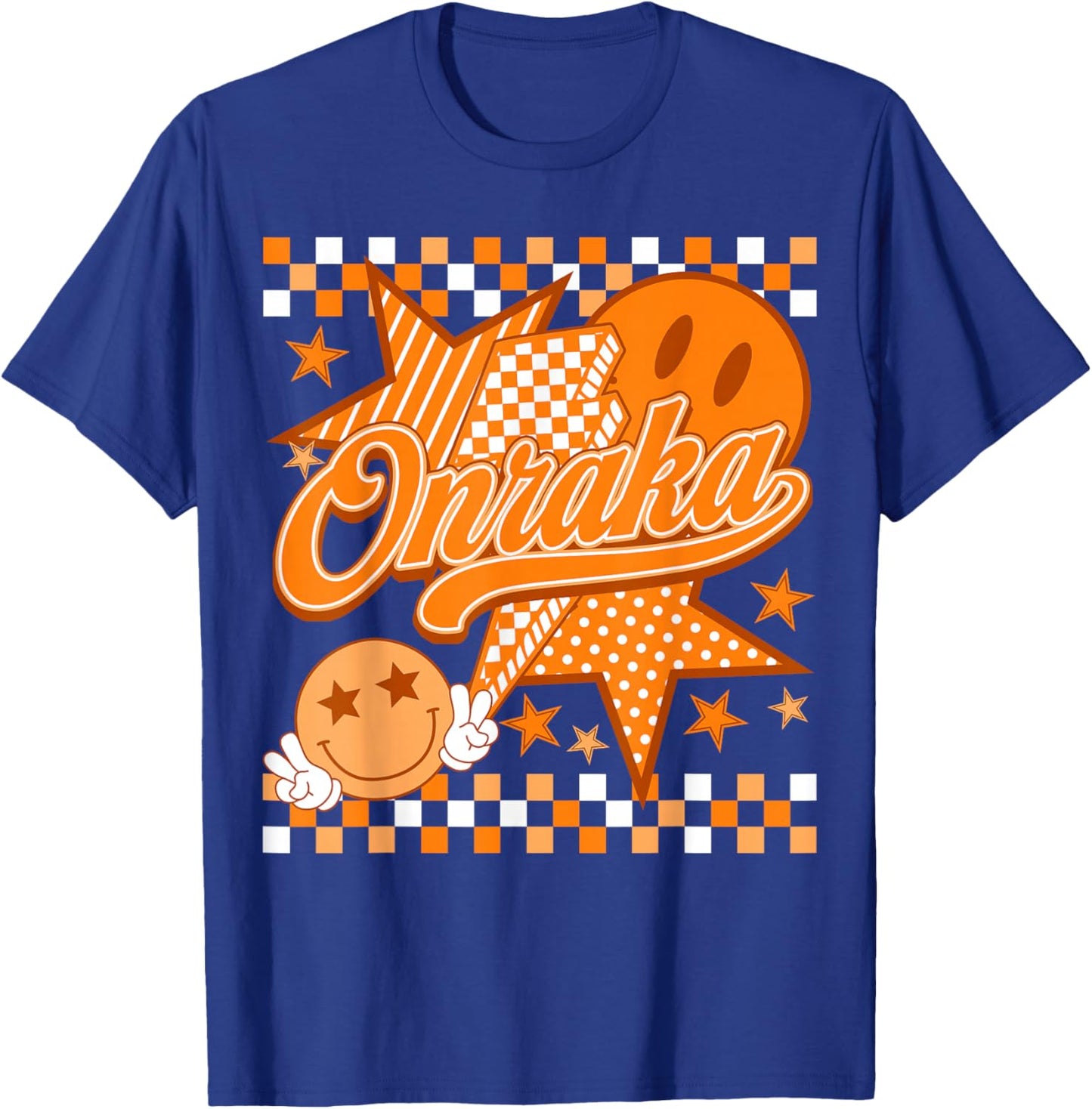 Team Onraka Checkered Retro School Spirit House Day T-Shirt - T-Shirt | Royal