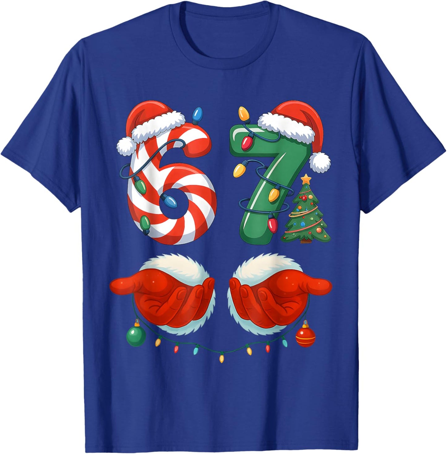 67 Christmas 6 7 Meme Pajamas Holiday Gen Alpha Slang T-Shirt - T-Shirt | Royal