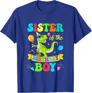 Sister of The Birthday Boy T-Rex Dinosaur Birthday T-Shirt - T-Shirt | Royal