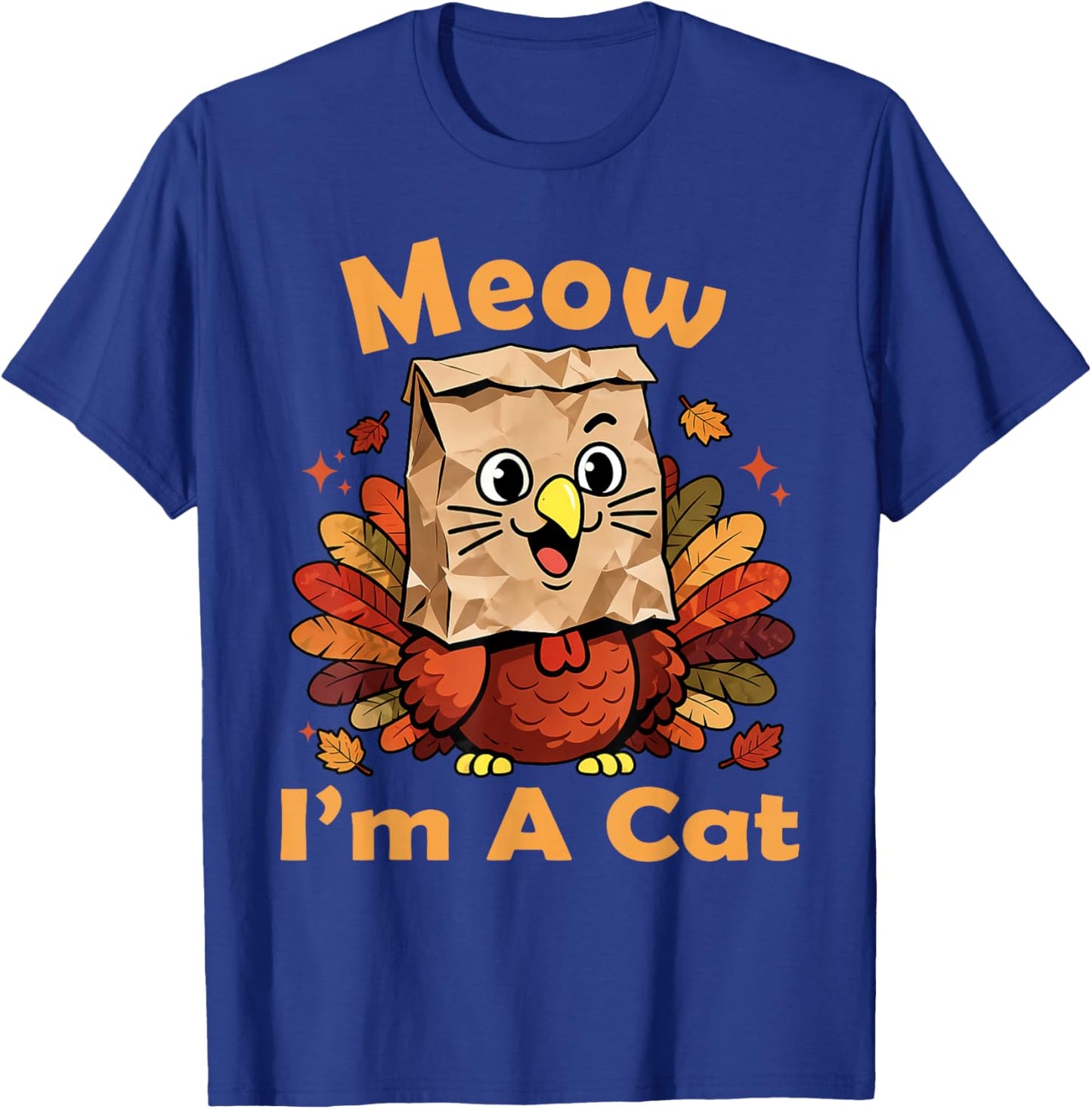 Retro Vintage Meow I'm A Cat Fall Thanksgiving Turkey Funny T-Shirt - T-Shirt | Royal