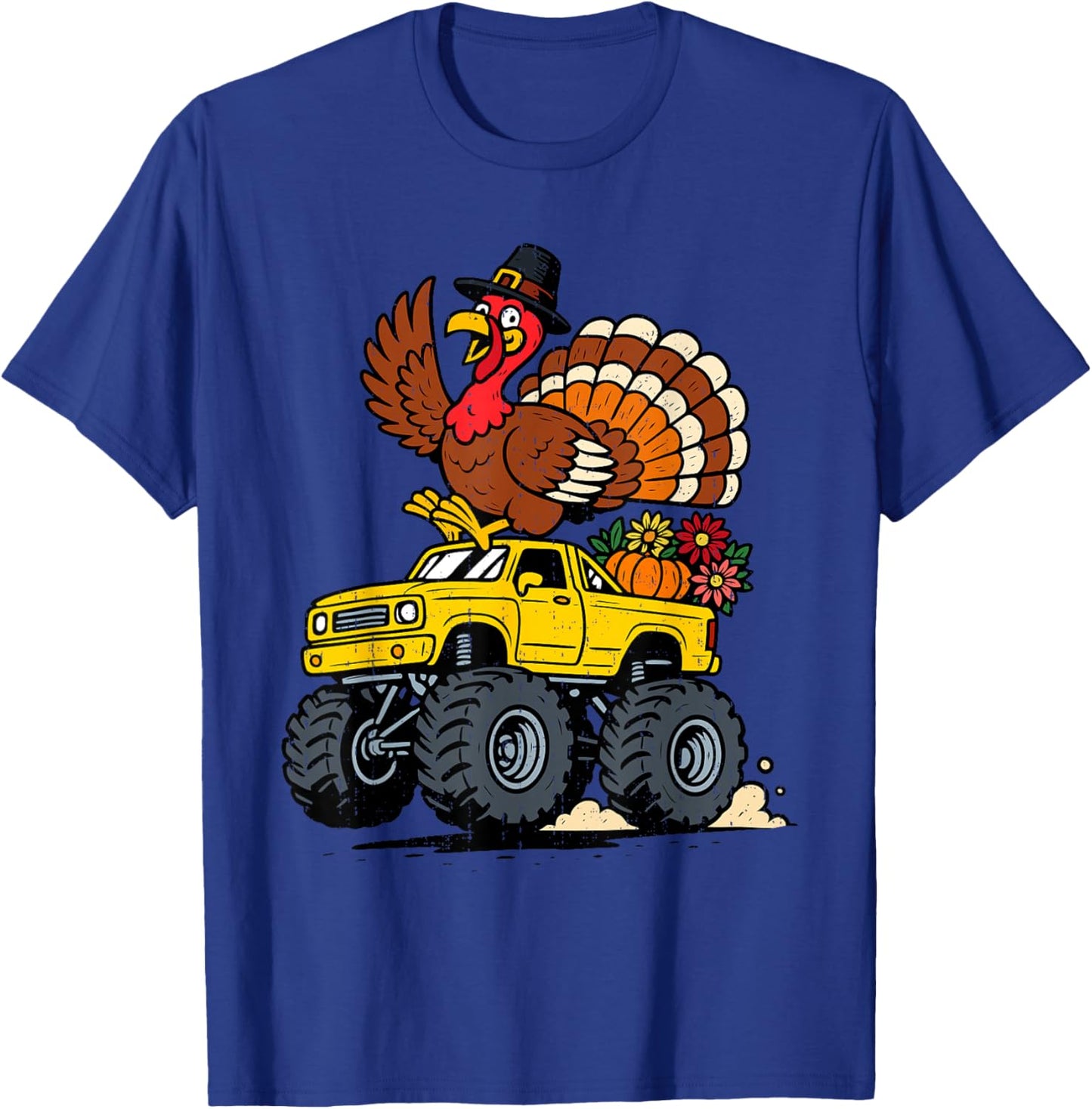 Funny Turkey Truck Fall Thanksgiving Costume Toddler Boy Kid T-Shirt - T-Shirt | Royal