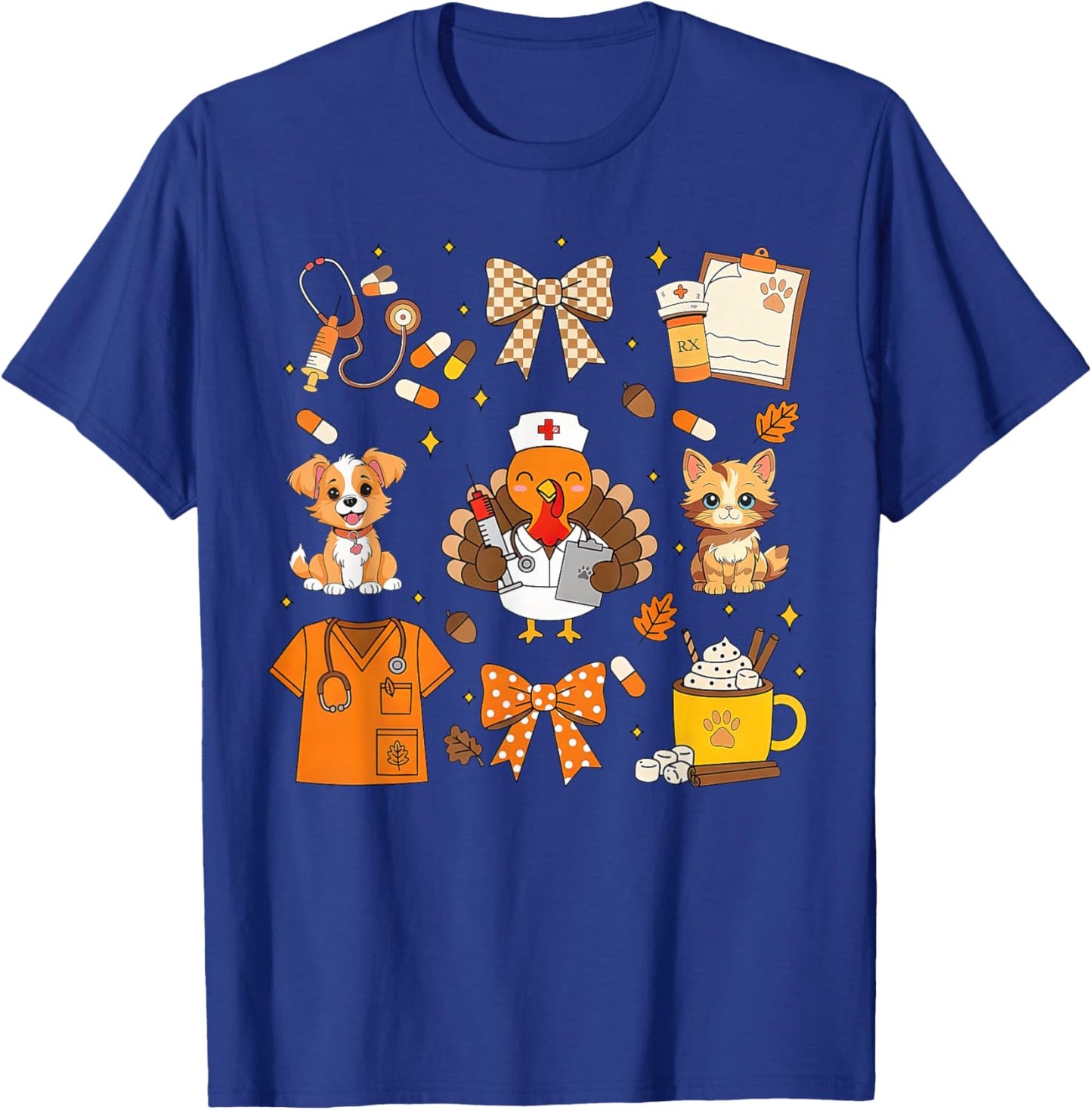 Coquette Turkey Veterinary Medicine Vet Tech Thanksgiving T-Shirt - T-Shirt | Royal