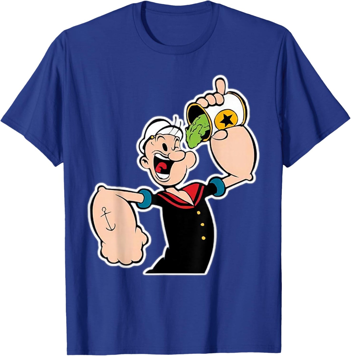 Classic Pop Eye Cartoon Eating Spinach Vintage T-Shirt - T-Shirt | Royal